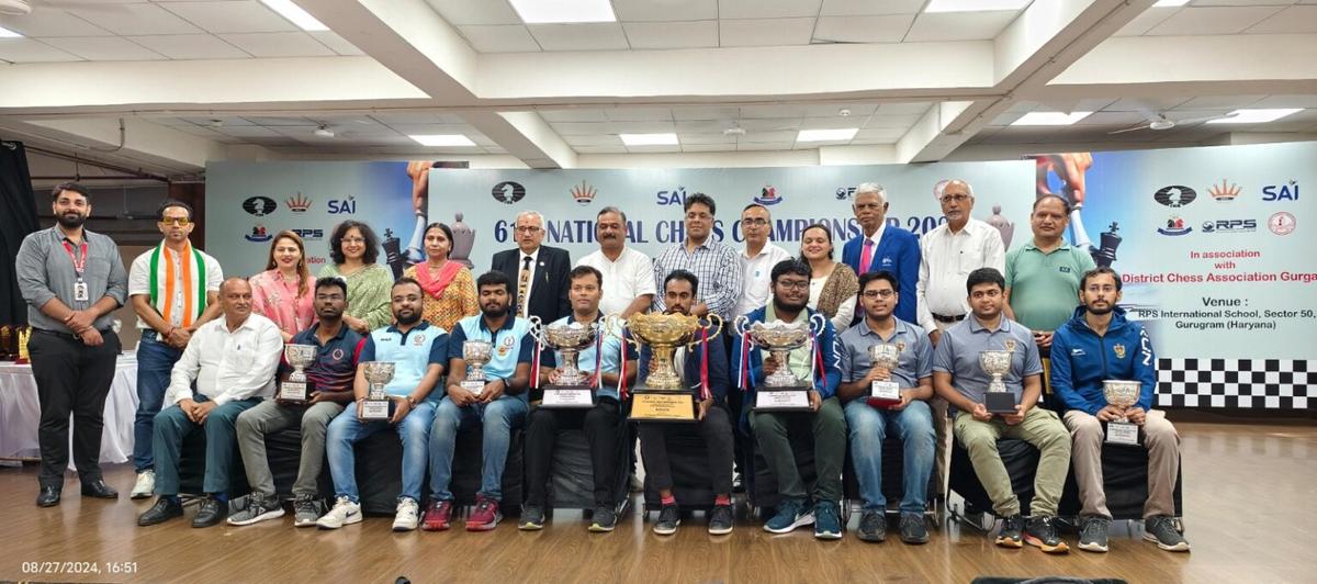 Winners at the 61st National Chess Championship in Gurgaon.