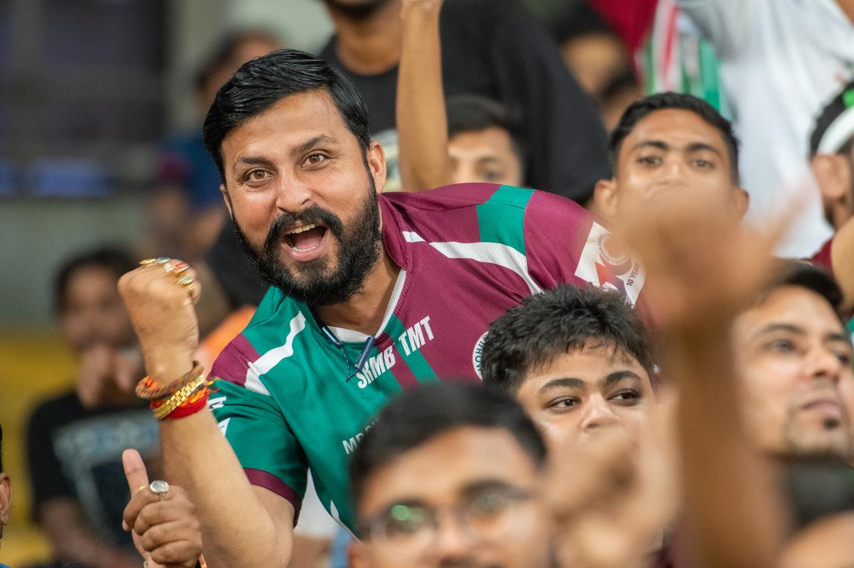 Joy Mohun Bagan: Mariners’ Fans celebrate the team’s victory against Mohammedan Sporting in the Indian Super League.