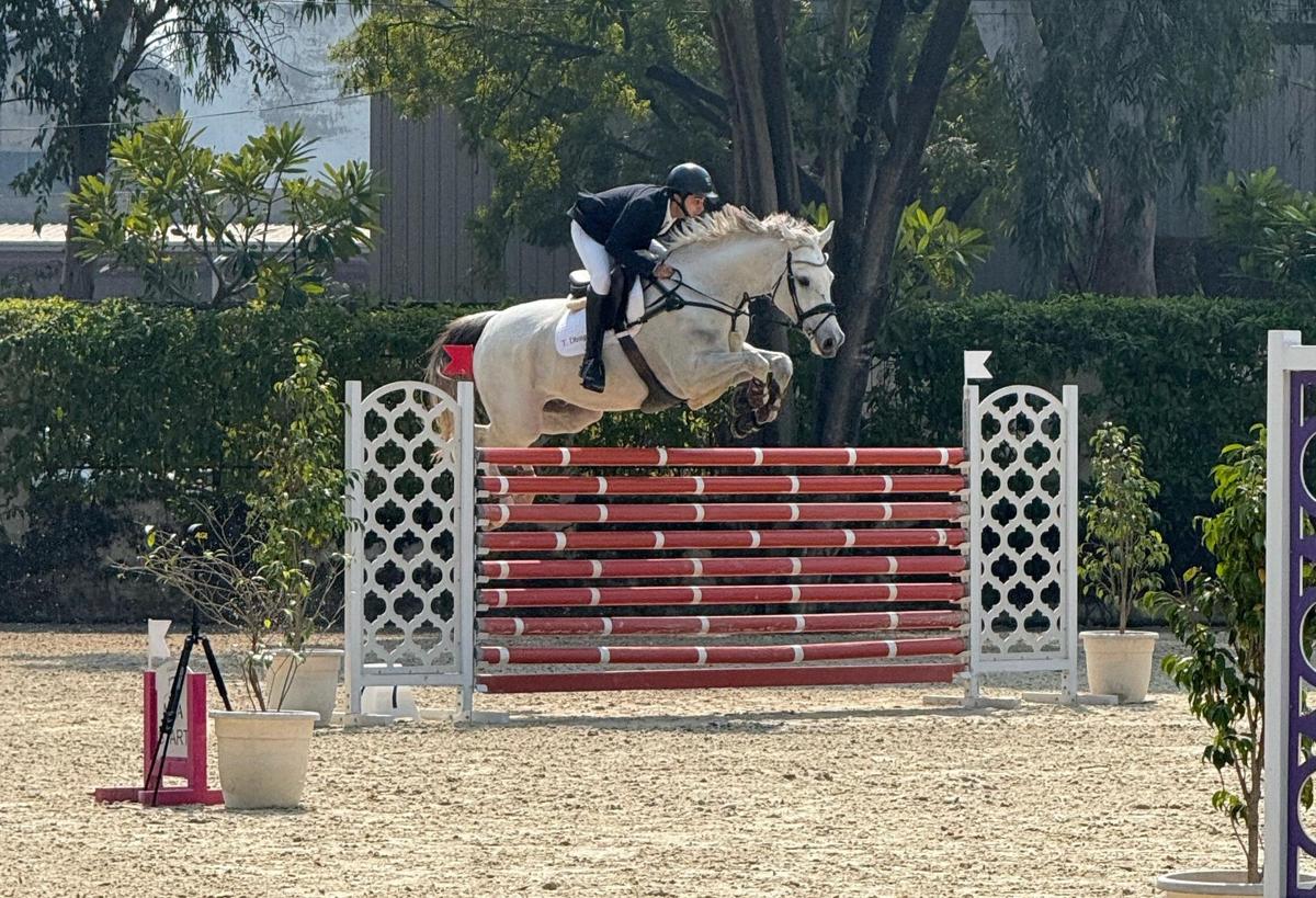 Tejas Dhingra at the National Equestrian Championship Show Jumpin 2024-25 event in Meerut. 