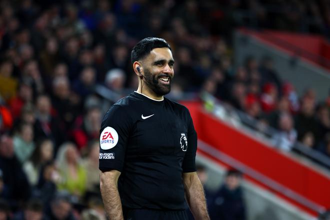 Assistant Referee Bhupinder Singh Gill looks on, becoming the first Sikh to act as an assistant referee in the Premier League during the Premier League match between Southampton FC and Nottingham Forest.