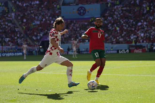 Croatia’s Luka Modric, left, and Morocco’s Sofiane Boufal challenge for the ball during the World Cup in the previous meeting of the two teams in the group stage.