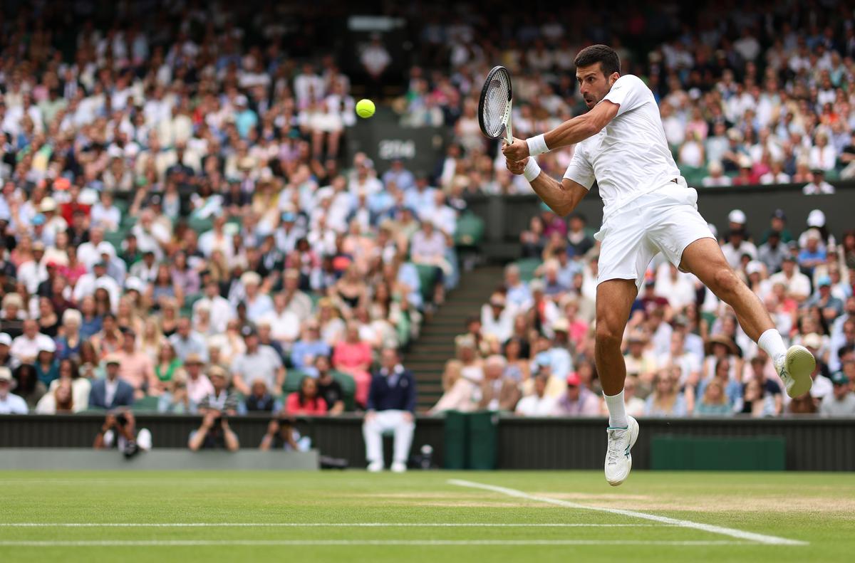 Falling short: Novak Djokovic’s final defeat meant he was unable to equal Roger Federer’s men’s record of eight Wimbledon titles and Margaret Court’s all-time record of 24 major wins.