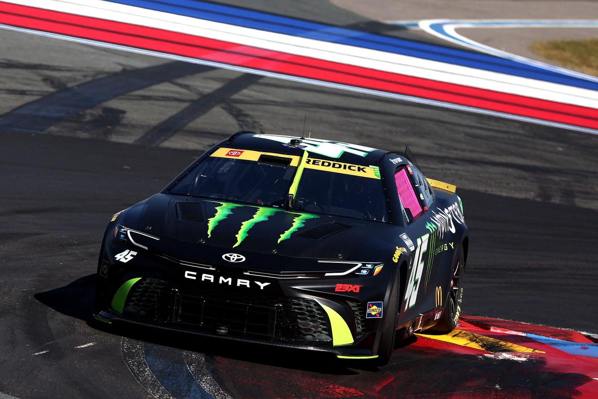 Tyler Reddick, driver of the #45 Monster Energy Toyota, drives during the NASCAR Cup Series in Concord, North Carolina.