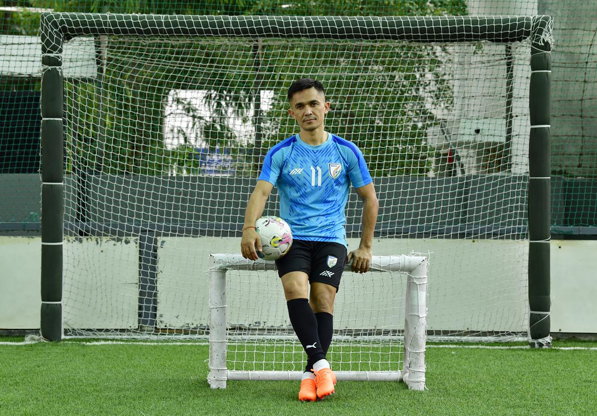 Leading from the front: Sunil Chhetri made his international debut in 2005 and since then he has broken several records, including becoming the most-capped India player (142 matches) and scoring the most international goals (92) for the country. 