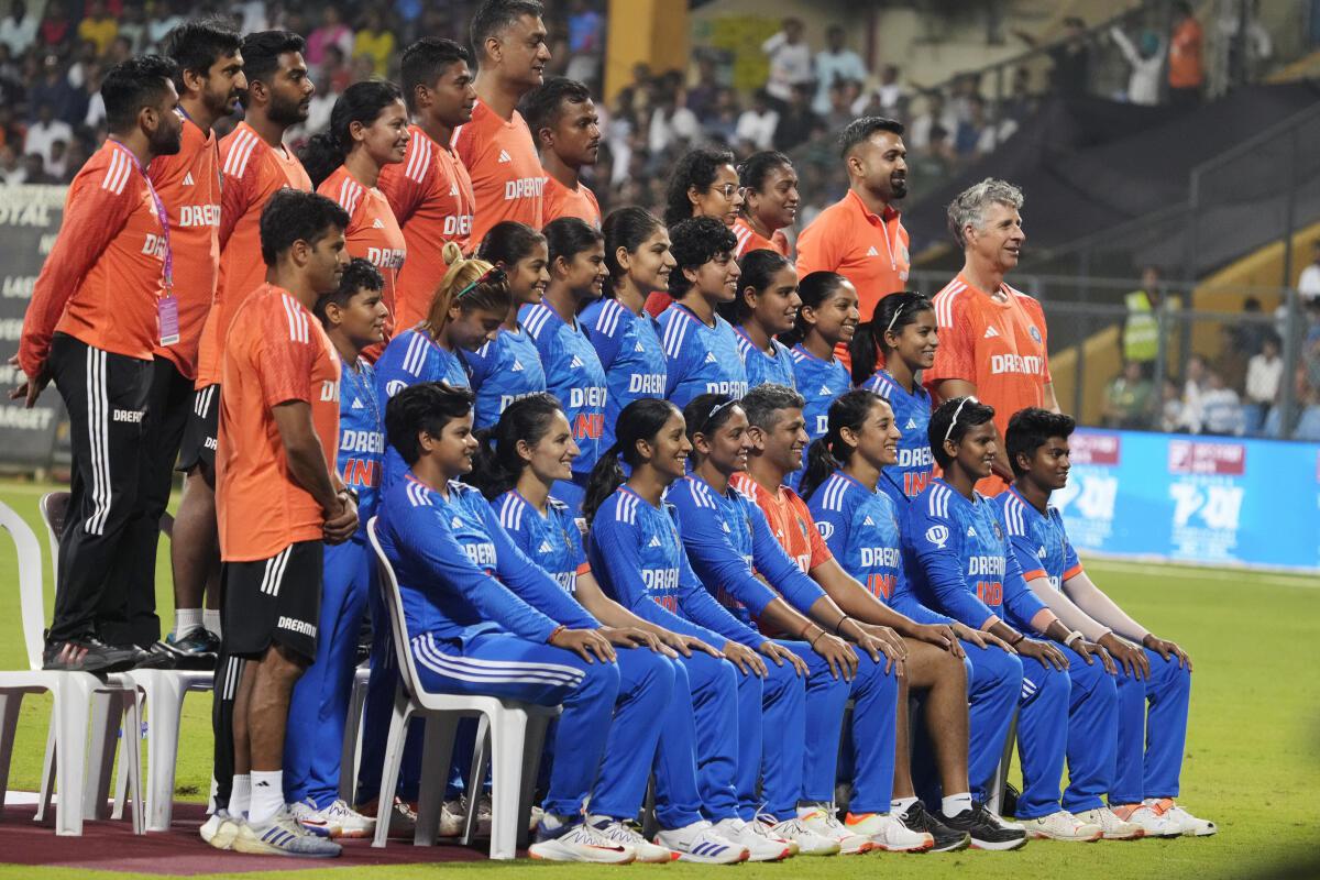 The Indian team during the T20I series against England in Mumbai