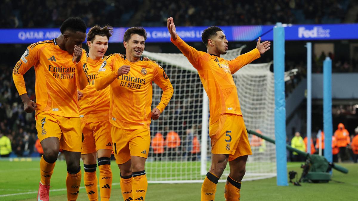 Champions League 2024-25: Late Bellingham strike gives Real Madrid 3-2 first-leg lead over Manchester City