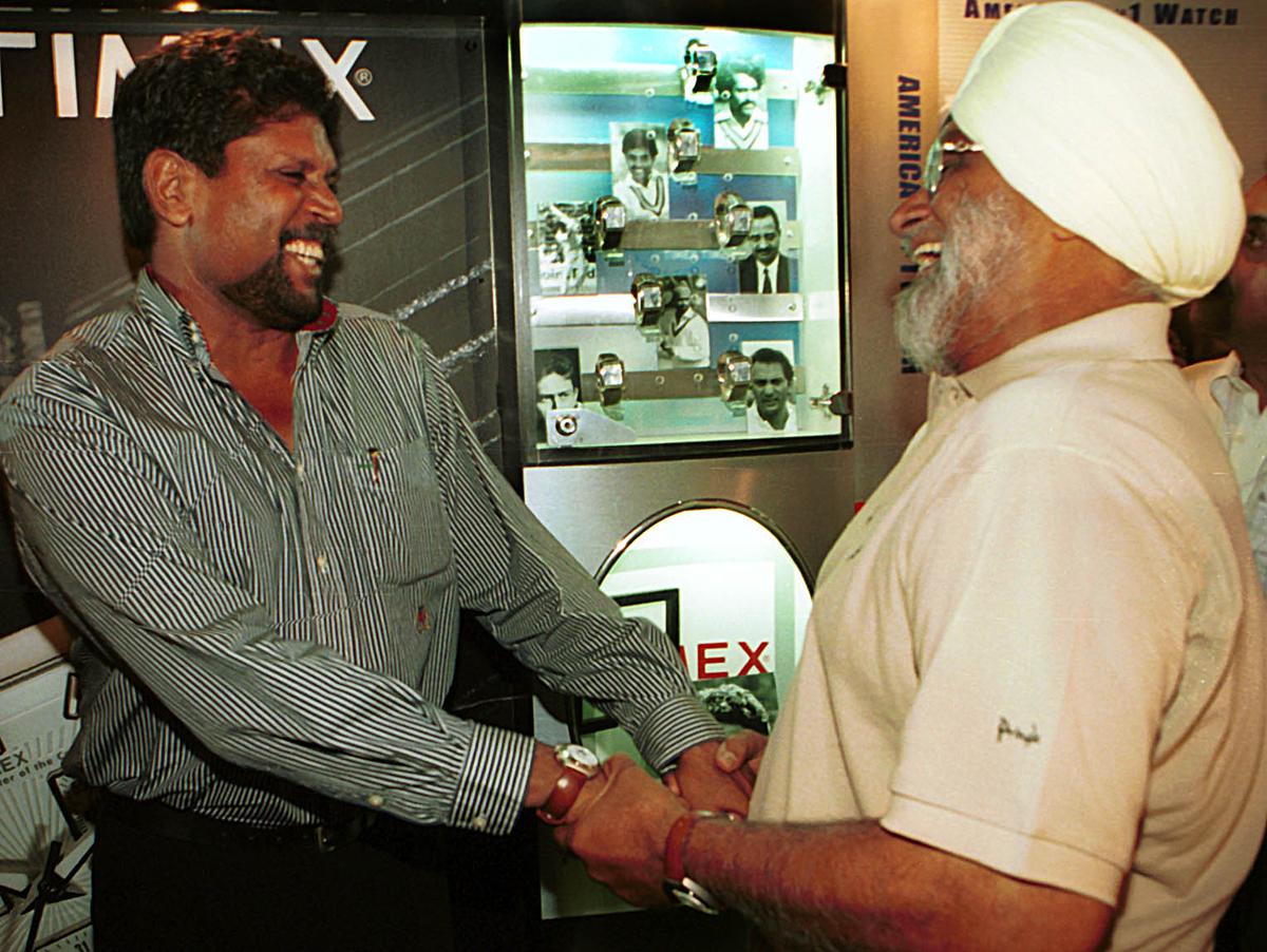 Kapil and Bedi at the unveiling of Timex Global Design Team Watches for the ‘Wisden Indian Cricketer of the Century Contest’ in Delhi.