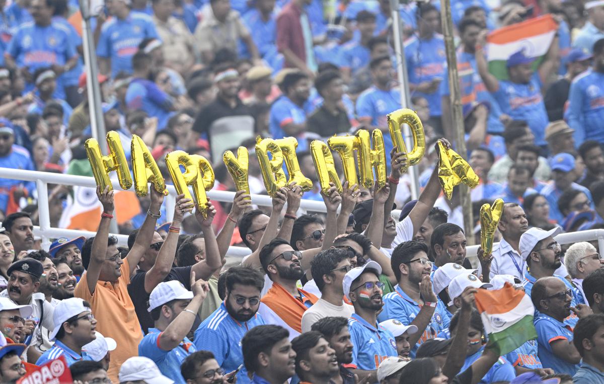 Owning the moment: Virat Kohli, on his 35th birthday, equalled Sachin Tendulkar’s record for most ODI centuries (49).