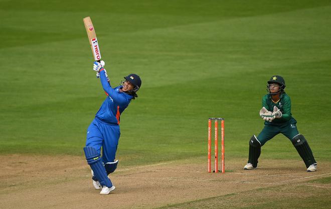 Smriti Mandhana in action against Pakistan at the Birmingham 2022 Commonwealth Games.