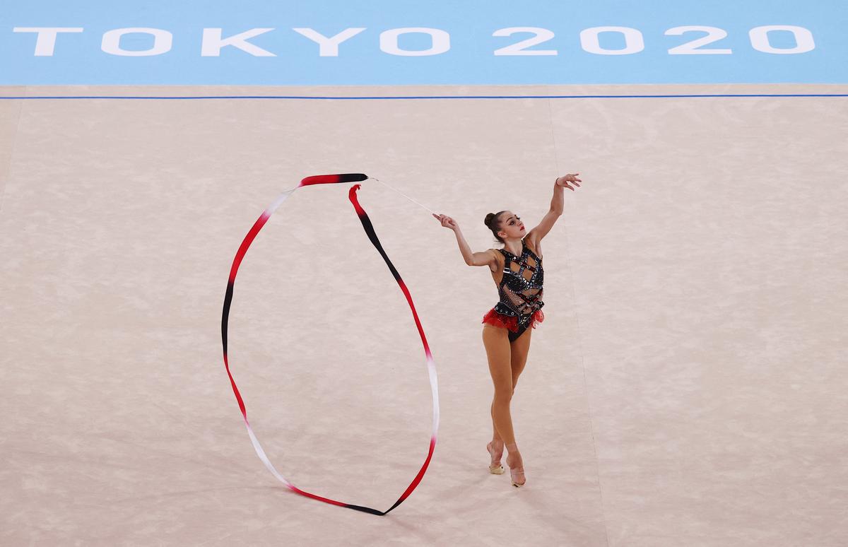 FILE PHOTO: Boryana Kaleyn of Bulgaria in action with ribbon.