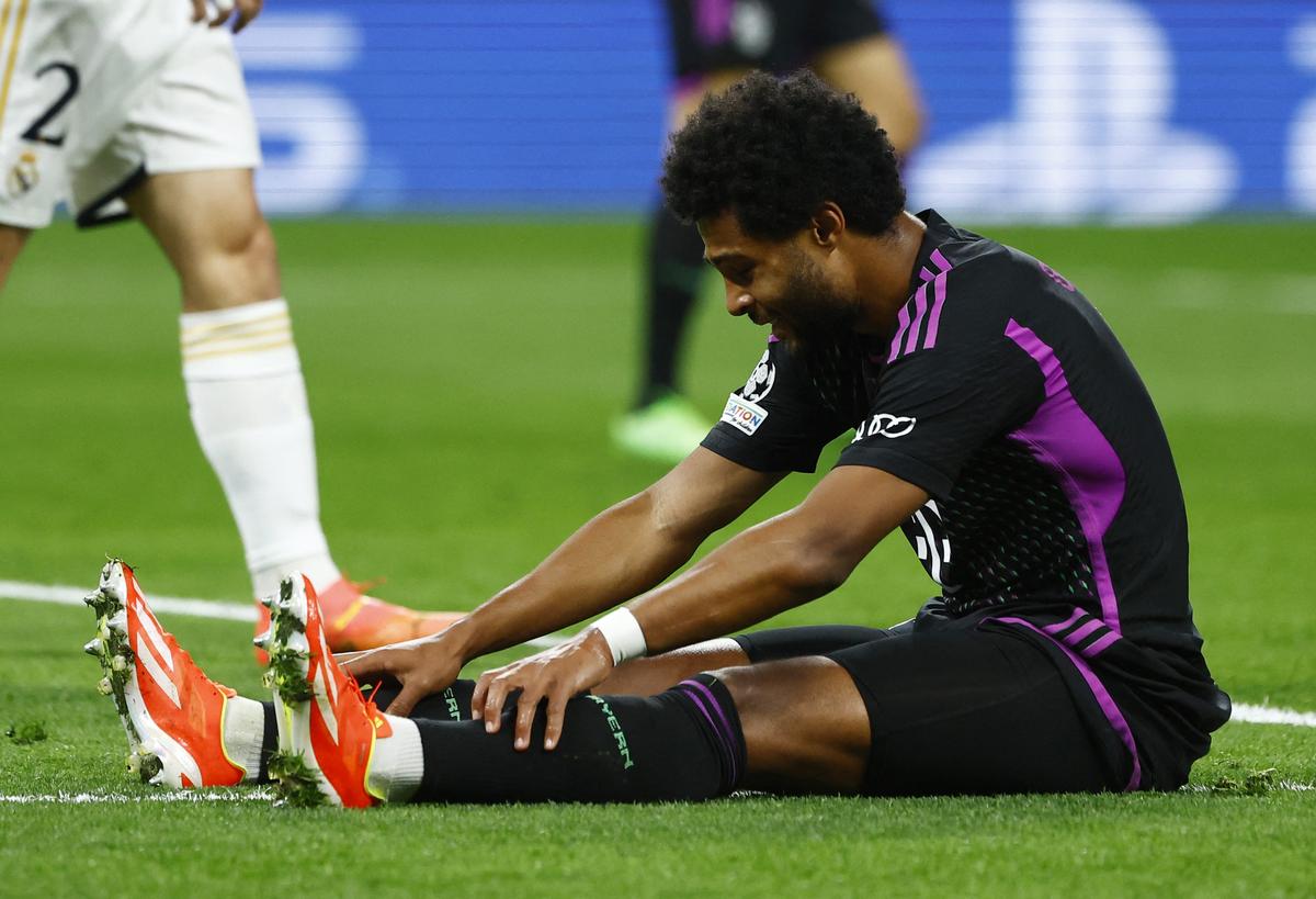 Serge Gnabry suffered a hamstring tear in Bayern Munich’s 2-1 loss to Real Madrid in the UEFA Champions League.