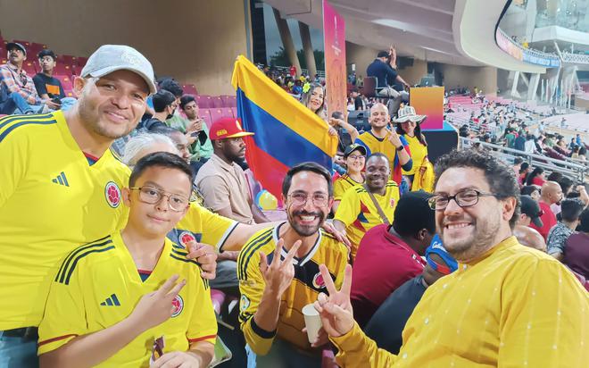 Colombian fans during the FIFA U-17 Women’s World Cup final against Spain at the D. Y. Patil Stadium in Navi Mumbai on Sunday.