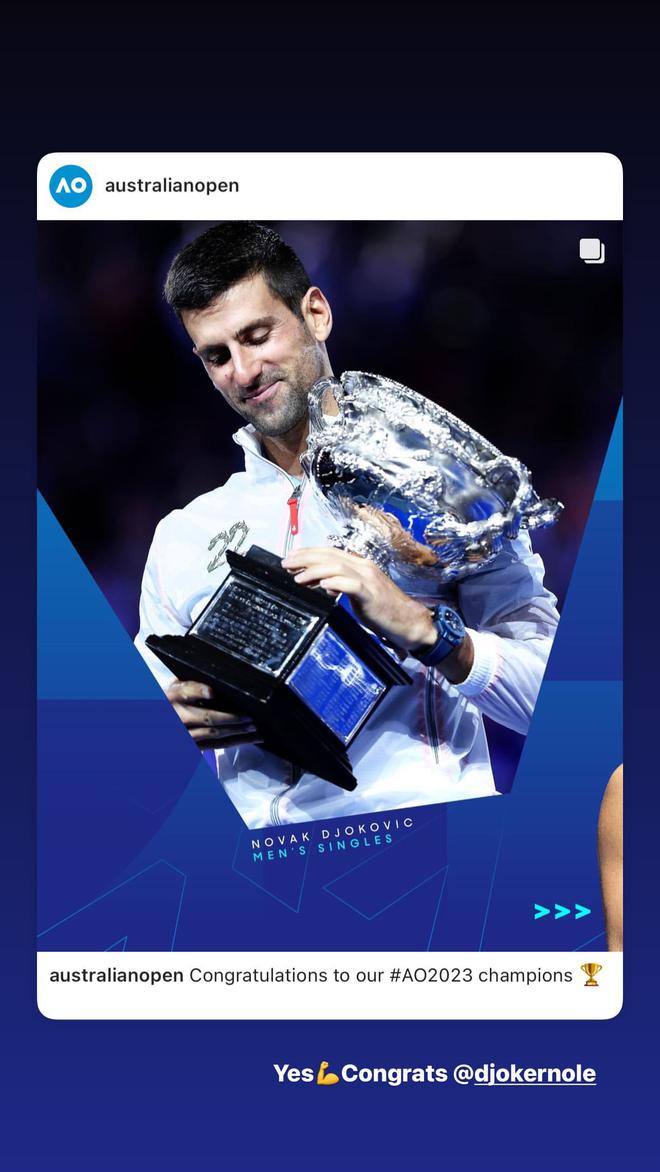Aryna Sabalenka congratulates Novak Djokovic on his 10th Australian Open title.