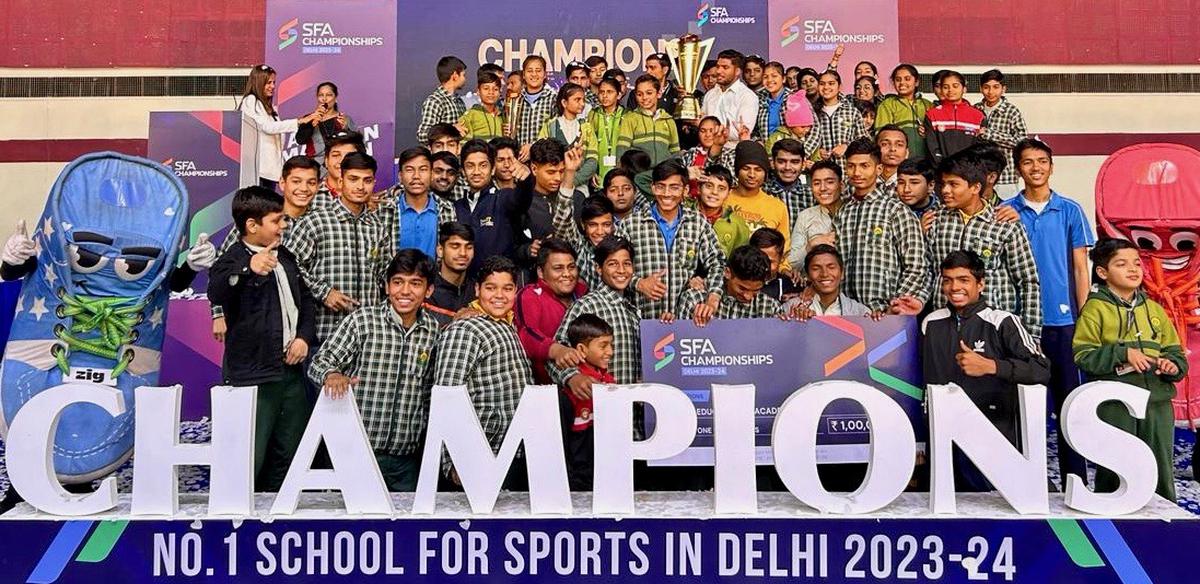 The SFA Schools champion team, Noida Educational Academy.