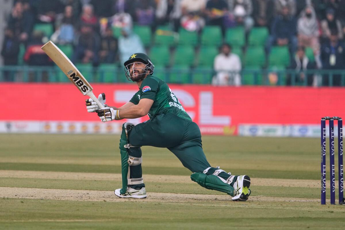 Agha smashed four sixes and eight fours in his sixth T20I half-century.