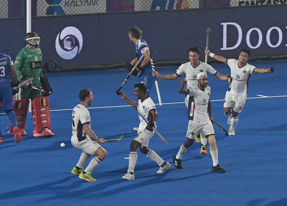 FILE IMAGE: Amandeep Lakra (4) of Hyderabad scored twice to bring his side back in the contest.