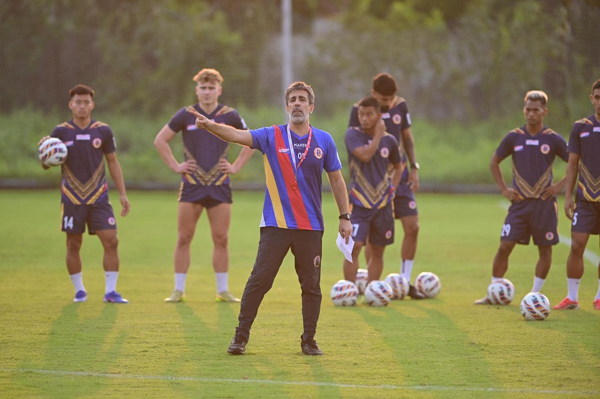 Oscar Bruzon during one of the practice sessions of East Bengal during the Indian Super League.