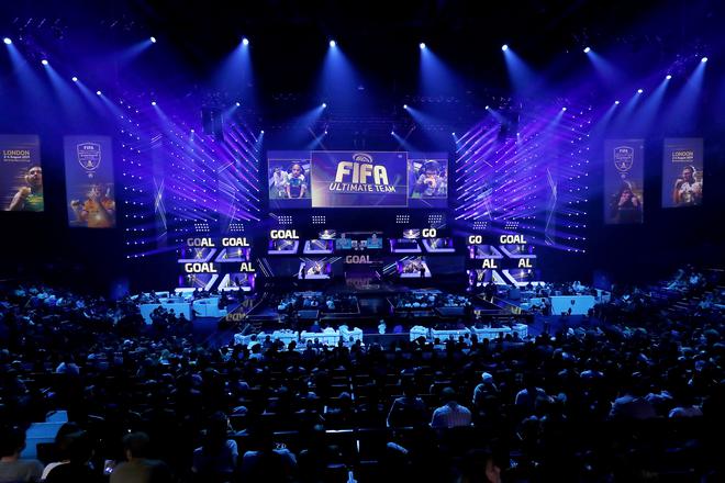 The final of the FIFAe World Cup in 2019 being played in London.