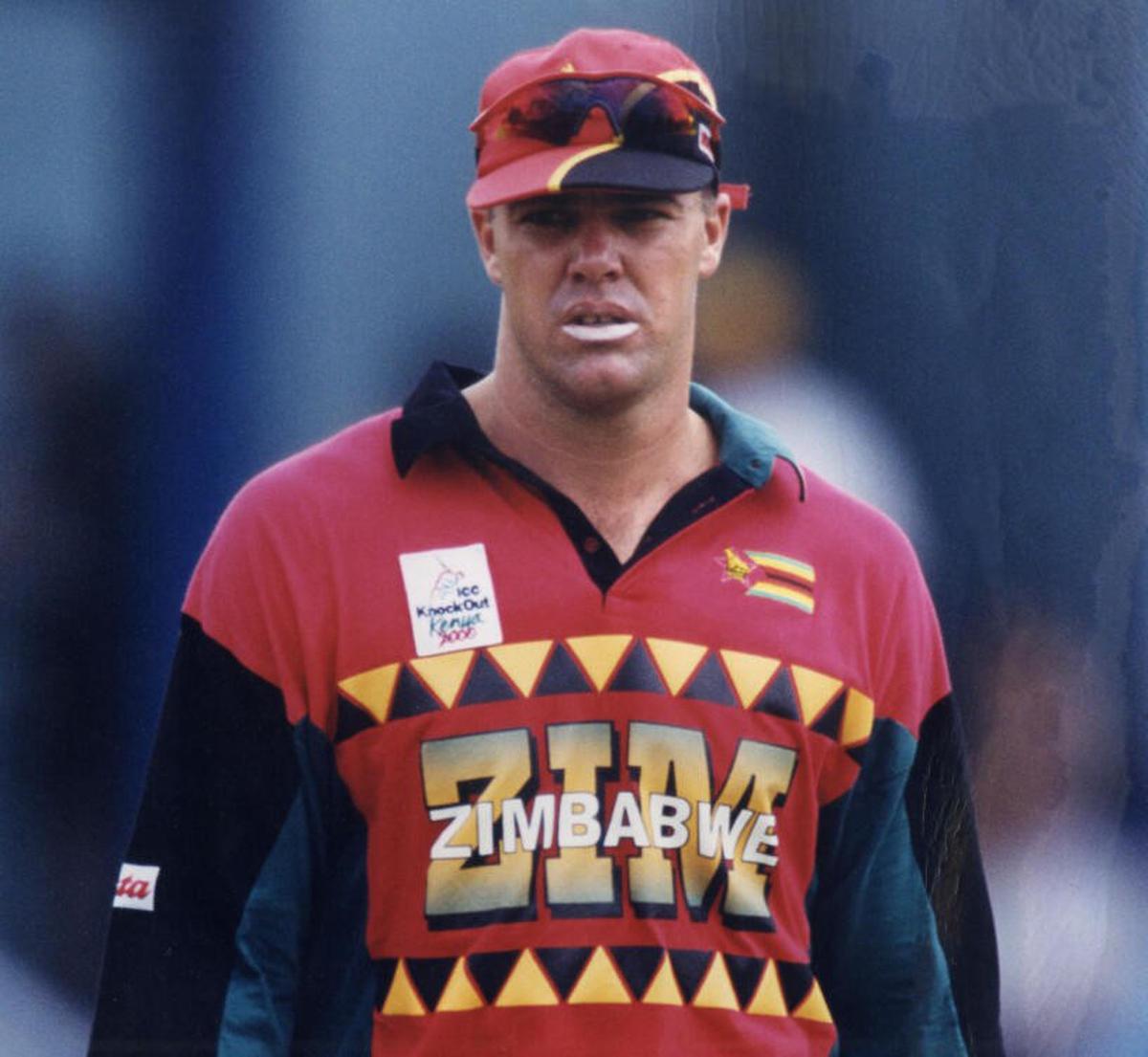 Heath Streak of Zimbabwe on the pitch during the ICC KnockOut One Day International cricket match between New Zealand and Zimbabwe in Nairobi on October 09, 2000. New Zealand won by 64 runs. 