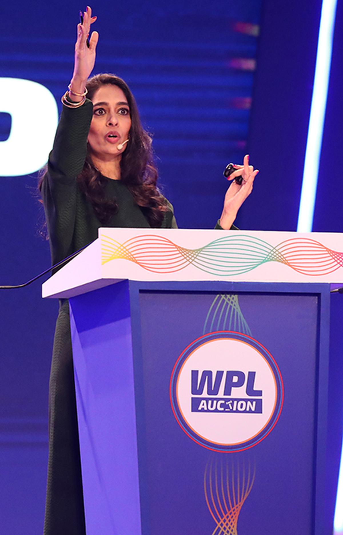 Mallika sagar Auctioneer during the inaugural Women’s Premier League in February 2023.