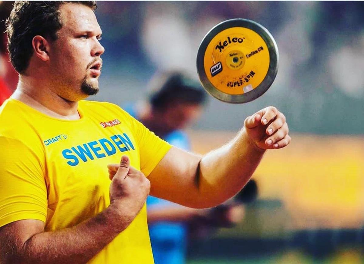 Sweden’s Olympic discus champion Daniel Stahl uses a Nelco implement. 