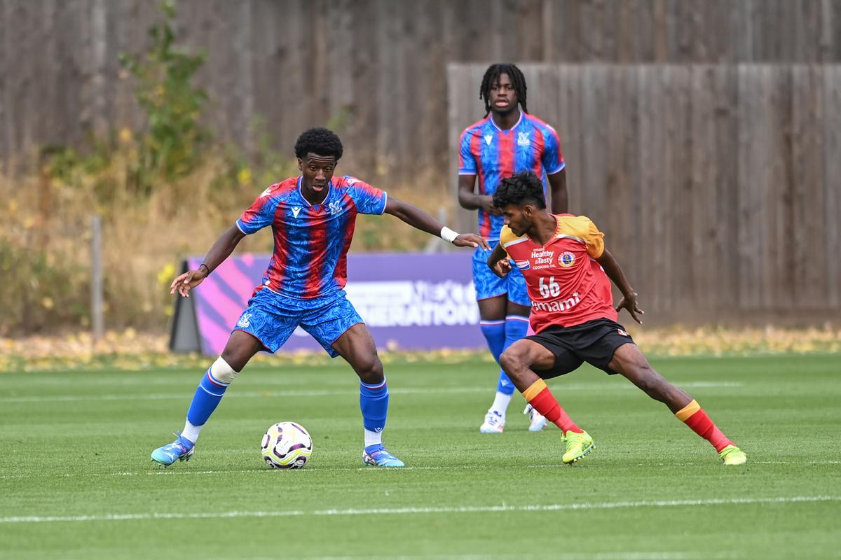 East Bengal player in action against Crystal Palace. 