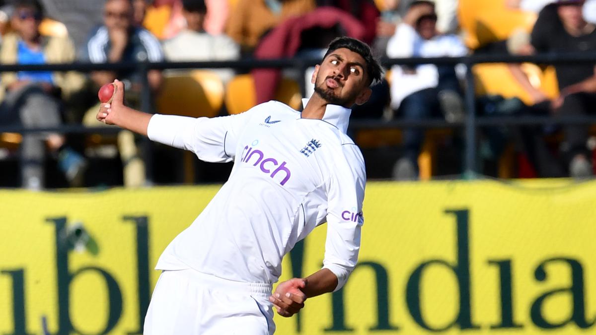 England’s Shoaib Bashir concedes 38 in over, Lawrence hits five sixes