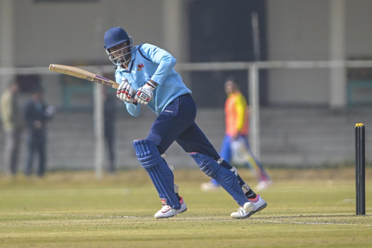 Mumbai’s Angkrish Raghuvanshi in action. 