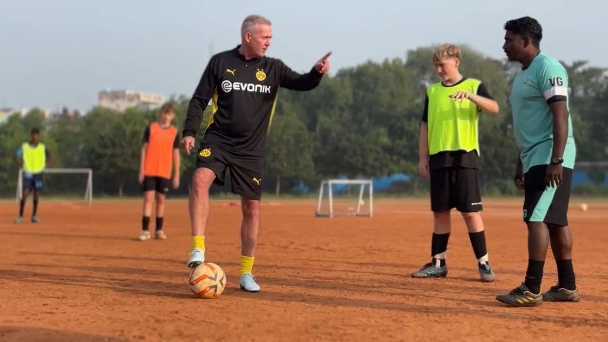 Dortmund legend Paul Lambert trains youngsters in Chennai