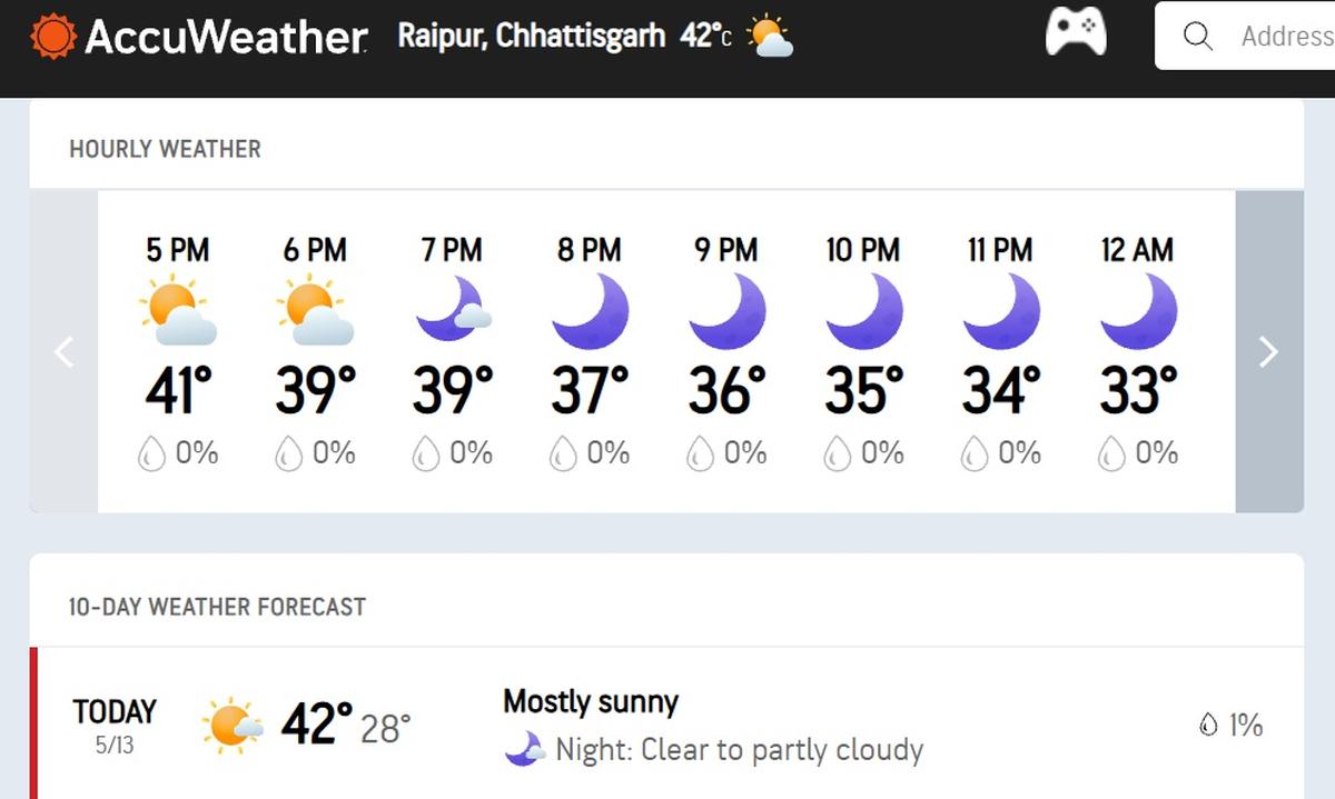 The forecast shows it is unlikely rain will affect the RCB vs KKR match.