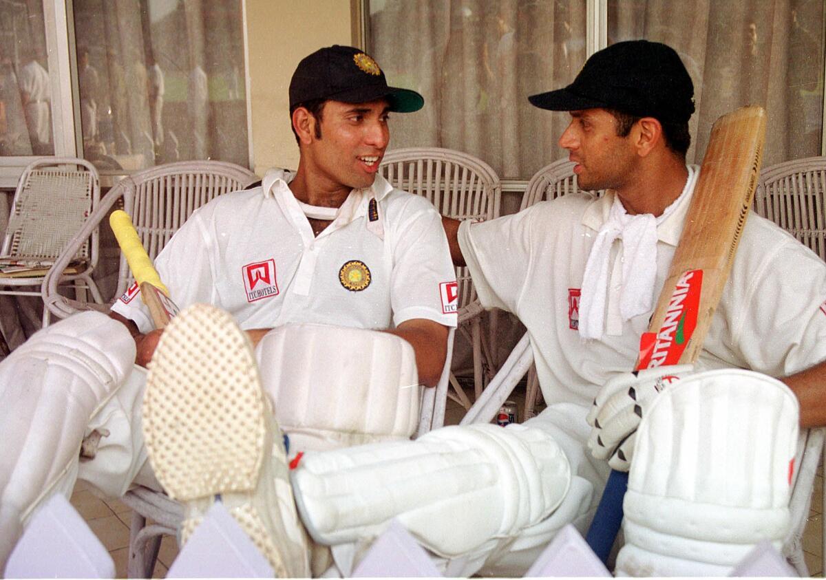 Back in the pavilion, V.V.S. Laxman and Rahul Dravid seen engaged in conversation after a tiring, marathon stay at the wicket. Back in the pavilion, V.V.S. Laxman and Rahul Dravid seen engaged in conversation after a tiring, marathon stay at the wicket.