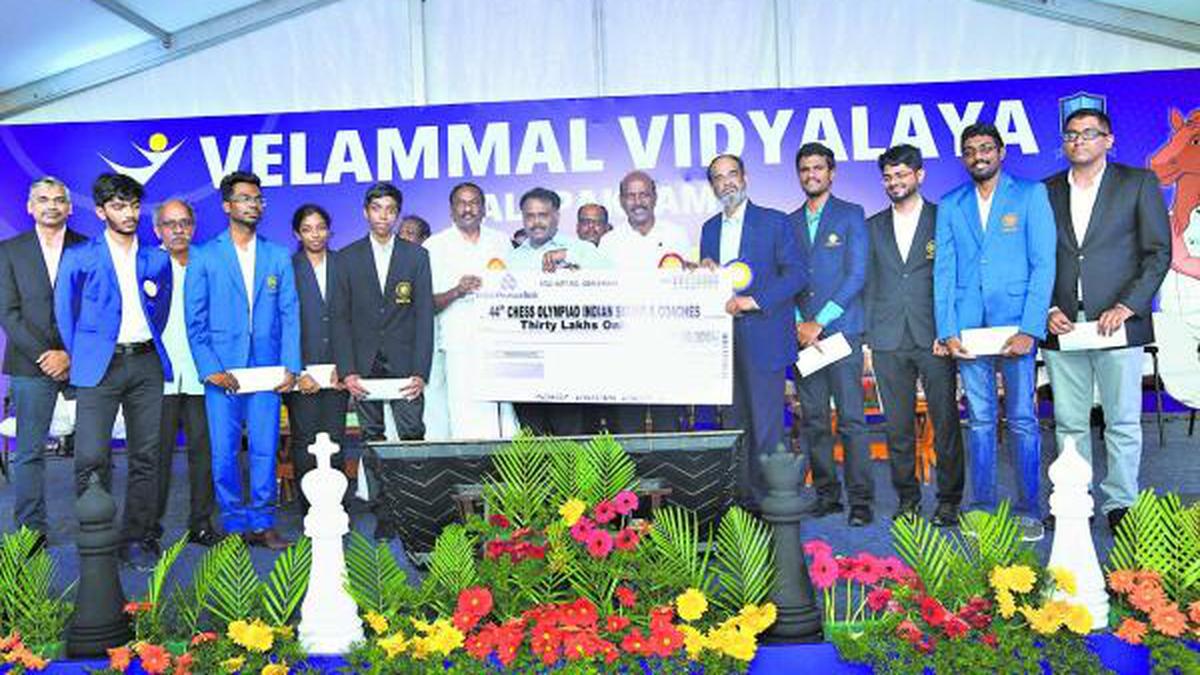 Praggnanandhaa Gukesh and Velammal alumni go back to school before Chess Olympiad