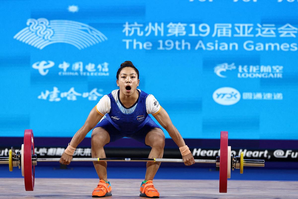 FILE PHOTO: India’s Mirabai Chanu Saikhom in action during the Hangzhou 2022 Asian Games. 