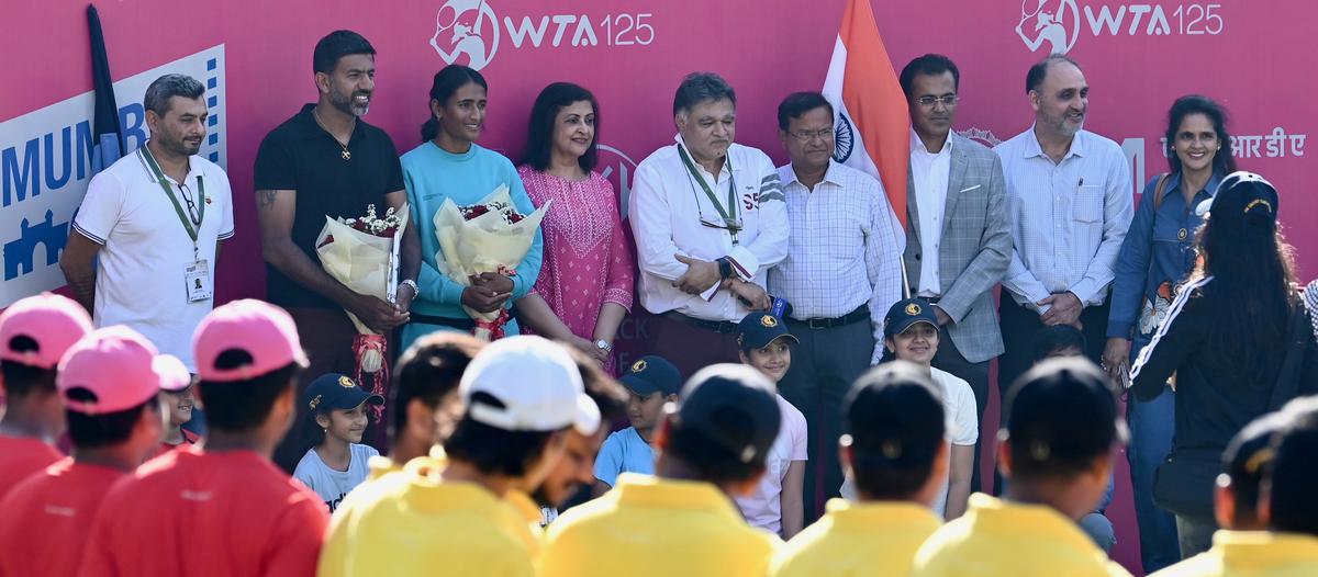 
Rohan Bopanna and Rutuja Bhosale at the felicitation function by the Cricket Club of India (CCI) in Mumbai on Friday.