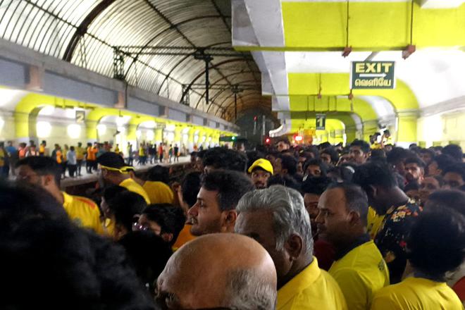 On your own, gentlemen: With no police or railway officials in sight, the Chennai Super Kings fans thronged the station, enfolding utter chaos.