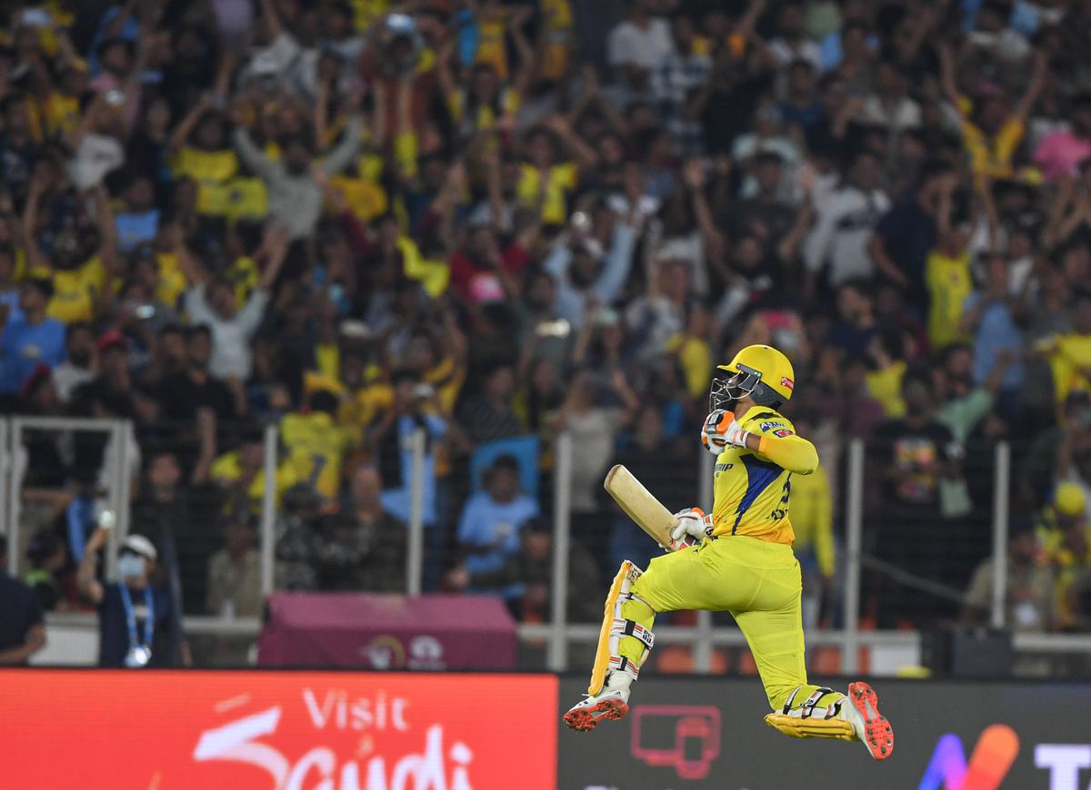 Euphoria: Ravindra Jadeja after hitting the winning runs last season.