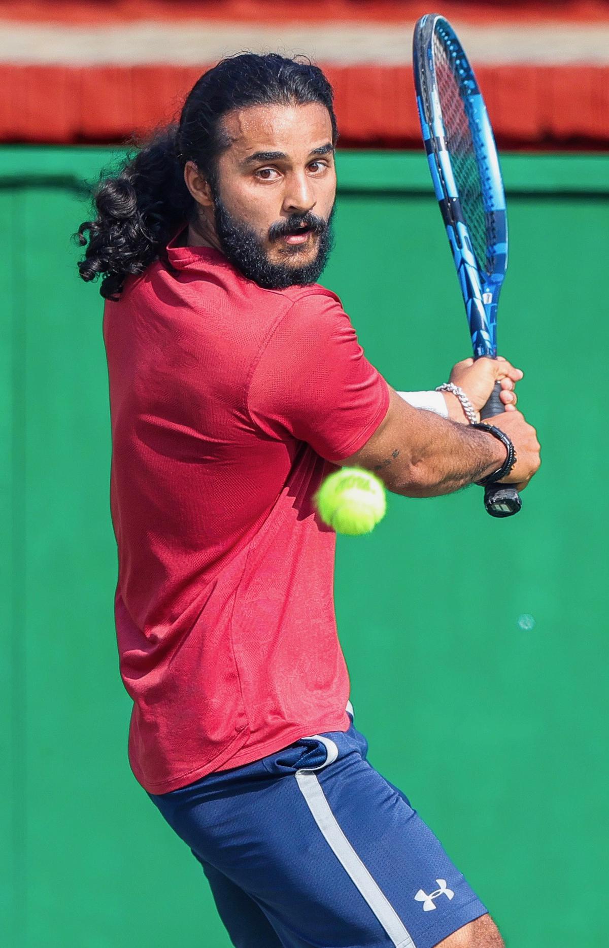 Paramveer Bajwa, the champion of the AITA ranking tennis tournament in Chandigarh on Friday. 