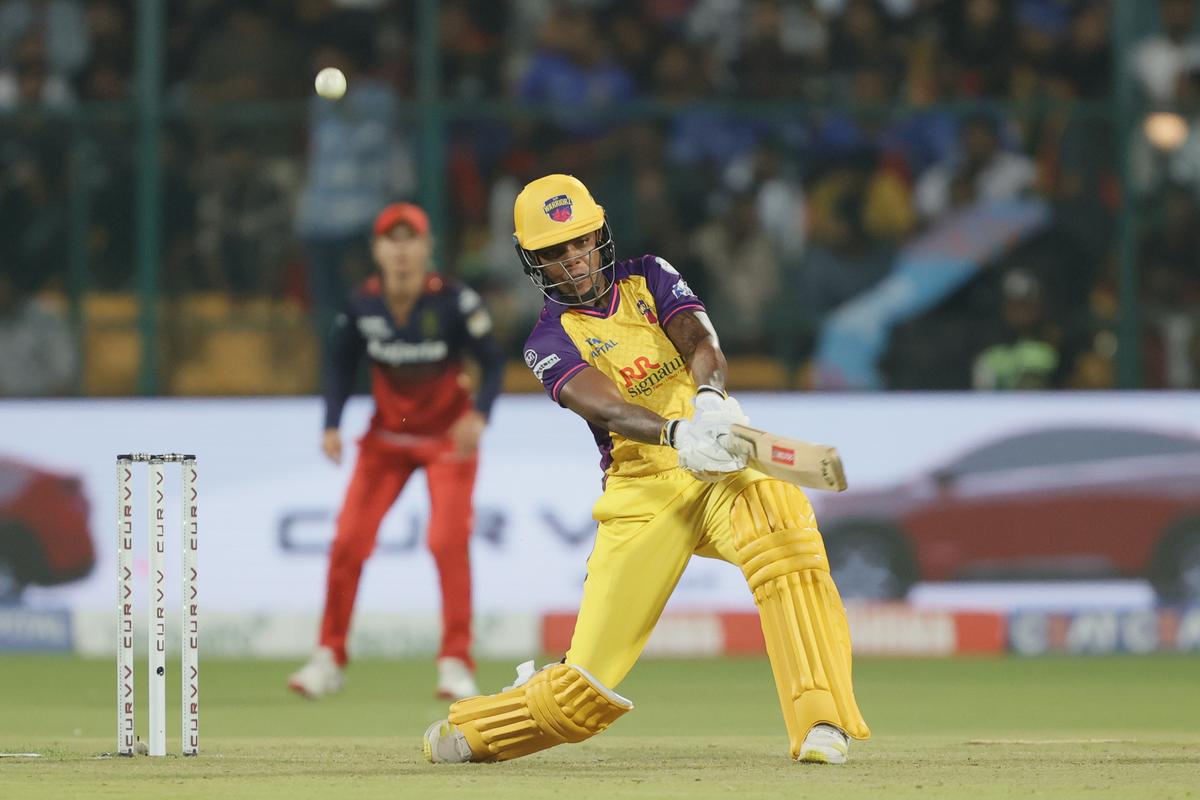 Chinelle Henry UP Warriorz play a shot during match 9 of the Women’s Premier League 2025 (WPL) between The Royal Challengers Bangalore and The UP Warriorz held at the M.Chinnaswamy Stadium, Bengaluru, India on the 24th February 2025.