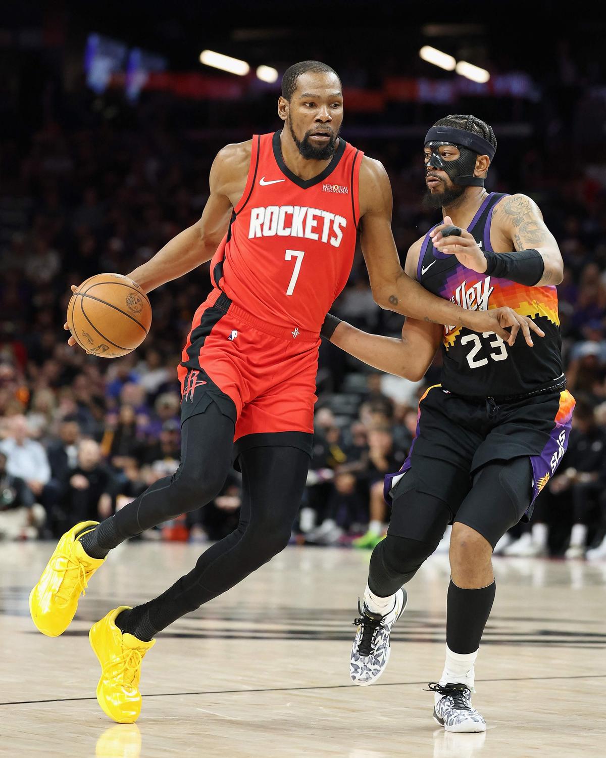 NBA roundup: Wolves down Pacers, subsequently clinch playoff berth Ayo Dosunmu scored 24 points as the Minnesota Timberwolves snapped a three-game losing streak with a 124-104 win over the Indiana Pacers on Tuesday in Indianapolis.Julius Randle and Bones Hyland added 19 apiece, and Naz Reid contributed 17 for Minnesota (47-32), which sits in sixth place in the Western Conference. The Timberwolves finished the night clinching a playoff spot and avoiding the play-in after the Phoenix Suns fell to the Houston Rockets 119-105 later on Tuesday.Rookie Ethan Thompson posted 17 points for the Pacers (18-61), who took their third straight defeat. Obi Toppin and Jalen Slawson both had 14 points.Indiana’s season-long injury crisis continued when forward Kobe Brown, who was in the starting five, was unable to play after halftime with lower back soreness.Thunder 123, Lakers 87Shai Gilgeous-Alexander scored 25 points in 28 minutes as Oklahoma City demolished the Lakers for the second time in five days, prevailing in Los Angeles.The Thunder, by earning their sixth consecutive win and their 18th in 19 games, moved within one win or one San Antonio Spurs loss of clinching the top spot in the Western Conference for the third consecutive season. Chet Holmgren had 15 points and 10 rebounds, while Isaiah Joe and Jared McCain added 18 and 15 points off the bench, respectively.The Lakers fell a game behind the Denver Nuggets for the No. 3 spot in the West with their third consecutive loss. They are now tied with Houston after the Rockets beat the Suns. Rui Hachimura led Los Angeles with 15 points on 7-of-10 shooting. No other Los Angeles player scored more than 11.Rockets 119, Suns 105Kevin Durant had 24 points and five 3-pointers in his return to Phoenix, and Houston overcame a 21-point deficit for its largest comeback of the season, producing a victory over the host Suns. Kevin Durant (7) of the Houston Rockets handles the ball against Jordan Goodwin (23) of the Phoenix Suns.
| Photo Credit:
Getty Images
Kevin Durant (7) of the Houston Rockets handles the ball against Jordan Goodwin (23) of the Phoenix Suns.
| Photo Credit:
Getty Images
Amen Thompson logged 22 points, 11 rebounds, and eight assists, and Jabari Smith Jr. had 20 points and five 3-pointers for the Rockets, who have won seven in a row and nine of 11. The Rockets are tied with the Los Angeles Lakers for fourth place in the West and are one game behind the Denver Nuggets with three to play.Devin Booker had 31 points and eight assists, and Mark Williams contributed 19 points and eight rebounds for the Suns, who had a 24-0 run in the first quarter to build a 26-5 lead before fading.Pelicans 156, Jazz 137Jeremiah Fears scored a career-high and franchise-rookie-record 40 points as New Orleans set a club record for points in a blowout of visiting Utah.Jordan Poole added 34 points, Jordan Hawkins put up a season-high 25, and rookie Micah Peavy scored a career-high 20 as the Pelicans ended an eight-game losing streak.Kennedy Chandler scored a career-high 31 points, and rookie Bez Mbeng added a career-best 26 for the Jazz, who lost their 10th consecutive game.Celtics 113, Hornets 102Jaylen Brown scored 35 points and grabbed nine rebounds to propel Boston past visiting Charlotte.The Celtics received 23 points from Jayson Tatum and 12 each from Neemias Queta, Derrick White, and Payton Pritchard. Boston has won four straight and 11 of its past 13 games.LaMelo Ball tossed in a game-high 36 points for the Hornets, but he failed to score in the fourth quarter. Charlotte was held to 15 points in the final period as its four-game winning streak ended.Bulls 129, Wizards 98Rob Dillingham’s career-high 26 points off the bench highlighted a balanced scoring effort as Chicago rolled past host Washington. Rob Dillingham (7) of the Chicago Bulls attempts a layup against Devin Booker (1) of the Phoenix Suns.
| Photo Credit:
Getty Images
Rob Dillingham (7) of the Chicago Bulls attempts a layup against Devin Booker (1) of the Phoenix Suns.
| Photo Credit:
Getty Images
Chicago left little doubt on the way to snapping a seven-game losing streak, pouncing on Washington with a 9-0 run midway through the first quarter. Tre Jones put on 20 points, his third effort of 19-plus points in his past five games, and he wound up one assist shy of his first double-double since January. Patrick Williams added 20 points, seven rebounds, and six assists.Bilal Coulibaly led the Wizards with 19 points. First-year forward Julian Reese posted his fourth double-double in his 10 NBA games, going for 17 points and 11 rebounds.Nets 96, Bucks 90E.J. Liddell scored 21 points to lead Brooklyn to a victory over visiting Milwaukee.It was the second win in a row for Brooklyn and third in its last five contests. Ben Saraf added 19 points while Malachi Smith and Drake Powell each scored 11.AJ Green led the Bucks with 20 points on six 3-pointers (6-for-12). Taurean Prince scored 16 points with 11 rebounds while Cormac Ryan added 14. Jericho Sims tallied 12 points, eight boards, and six assists, and Ousmane Dieng had 10 points and seven rebounds.Clippers 116, Mavericks 103Kawhi Leonard scored 34 points and Darius Garland added 22 as Los Angeles improved its play-in tournament seeding possibilities with a victory over Dallas in Inglewood, Calif.John Collins scored 12 points, and Derrick Jones Jr. added 11 points with 10 rebounds as the eighth-place Clippers moved a full game ahead of the ninth-place Portland Trail Blazers. The Clippers and Blazers will meet on Friday at Portland.Cooper Flagg scored 25 points and Marvin Bagley III added 21 as the Mavericks fell to 2-9 since March 16. Flagg, 19, coming off consecutive games of 51 and 45 points.READ: Victor Wembanyama injury update — San Antonio Spurs star doubtful for rest of NBA seasonRaptors 121, Heat 95Scottie Barnes scored 25 points and Brandon Ingram added 23, leading Toronto to a victory over visiting Miami.Jakob Poeltl had 17 points while RJ Barrett chipped in 16 for the Raptors, who pulled within a game of the fifth-place Atlanta Hawks in the Eastern Conference. Toronto had dropped three of its previous four games.The Heat got 24 points from Andrew Wiggins and 14 points apiece from Tyler Herro and Norman Powell. Miami shot just 27.3 per cent (12 of 44) on 3-point attempts while dropping its ninth game in 12 tries.Warriors 110, Kings 105Stephen Curry capped his 17-point performance with a game-tying 3-pointer, then turned his own miss into an offensive rebound and assist on Brandin Podziemski’s go-ahead trey as Golden State outlasted Sacramento in San Francisco.De’Anthony Melton had a game-high 21 points and Podziemski finished with 20 for the Warriors, who ended a four-game losing streak while resting Kristaps Porzingis on the first night of a four-games-in-six-days sequence.Killian Hayes led a balanced attack with 18 points off the bench for the Kings, who dropped their second in a row.Published on Apr 08, 2026 #NBA #roundup #Wolves #Pacers #subsequently #clinch #playoff #berth NBA roundup: Wolves down Pacers, subsequently clinch playoff berth Ayo Dosunmu scored 24 points as the Minnesota Timberwolves snapped a three-game losing streak with a 124-104 win over the Indiana Pacers on Tuesday in Indianapolis.Julius Randle and Bones Hyland added 19 apiece, and Naz Reid contributed 17 for Minnesota (47-32), which sits in sixth place in the Western Conference. The Timberwolves finished the night clinching a playoff spot and avoiding the play-in after the Phoenix Suns fell to the Houston Rockets 119-105 later on Tuesday.Rookie Ethan Thompson posted 17 points for the Pacers (18-61), who took their third straight defeat. Obi Toppin and Jalen Slawson both had 14 points.Indiana’s season-long injury crisis continued when forward Kobe Brown, who was in the starting five, was unable to play after halftime with lower back soreness.Thunder 123, Lakers 87Shai Gilgeous-Alexander scored 25 points in 28 minutes as Oklahoma City demolished the Lakers for the second time in five days, prevailing in Los Angeles.The Thunder, by earning their sixth consecutive win and their 18th in 19 games, moved within one win or one San Antonio Spurs loss of clinching the top spot in the Western Conference for the third consecutive season. Chet Holmgren had 15 points and 10 rebounds, while Isaiah Joe and Jared McCain added 18 and 15 points off the bench, respectively.The Lakers fell a game behind the Denver Nuggets for the No. 3 spot in the West with their third consecutive loss. They are now tied with Houston after the Rockets beat the Suns. Rui Hachimura led Los Angeles with 15 points on 7-of-10 shooting. No other Los Angeles player scored more than 11.Rockets 119, Suns 105Kevin Durant had 24 points and five 3-pointers in his return to Phoenix, and Houston overcame a 21-point deficit for its largest comeback of the season, producing a victory over the host Suns. Kevin Durant (7) of the Houston Rockets handles the ball against Jordan Goodwin (23) of the Phoenix Suns.
| Photo Credit:
Getty Images
Kevin Durant (7) of the Houston Rockets handles the ball against Jordan Goodwin (23) of the Phoenix Suns.
| Photo Credit:
Getty Images
Amen Thompson logged 22 points, 11 rebounds, and eight assists, and Jabari Smith Jr. had 20 points and five 3-pointers for the Rockets, who have won seven in a row and nine of 11. The Rockets are tied with the Los Angeles Lakers for fourth place in the West and are one game behind the Denver Nuggets with three to play.Devin Booker had 31 points and eight assists, and Mark Williams contributed 19 points and eight rebounds for the Suns, who had a 24-0 run in the first quarter to build a 26-5 lead before fading.Pelicans 156, Jazz 137Jeremiah Fears scored a career-high and franchise-rookie-record 40 points as New Orleans set a club record for points in a blowout of visiting Utah.Jordan Poole added 34 points, Jordan Hawkins put up a season-high 25, and rookie Micah Peavy scored a career-high 20 as the Pelicans ended an eight-game losing streak.Kennedy Chandler scored a career-high 31 points, and rookie Bez Mbeng added a career-best 26 for the Jazz, who lost their 10th consecutive game.Celtics 113, Hornets 102Jaylen Brown scored 35 points and grabbed nine rebounds to propel Boston past visiting Charlotte.The Celtics received 23 points from Jayson Tatum and 12 each from Neemias Queta, Derrick White, and Payton Pritchard. Boston has won four straight and 11 of its past 13 games.LaMelo Ball tossed in a game-high 36 points for the Hornets, but he failed to score in the fourth quarter. Charlotte was held to 15 points in the final period as its four-game winning streak ended.Bulls 129, Wizards 98Rob Dillingham’s career-high 26 points off the bench highlighted a balanced scoring effort as Chicago rolled past host Washington. Rob Dillingham (7) of the Chicago Bulls attempts a layup against Devin Booker (1) of the Phoenix Suns.
| Photo Credit:
Getty Images
Rob Dillingham (7) of the Chicago Bulls attempts a layup against Devin Booker (1) of the Phoenix Suns.
| Photo Credit:
Getty Images
Chicago left little doubt on the way to snapping a seven-game losing streak, pouncing on Washington with a 9-0 run midway through the first quarter. Tre Jones put on 20 points, his third effort of 19-plus points in his past five games, and he wound up one assist shy of his first double-double since January. Patrick Williams added 20 points, seven rebounds, and six assists.Bilal Coulibaly led the Wizards with 19 points. First-year forward Julian Reese posted his fourth double-double in his 10 NBA games, going for 17 points and 11 rebounds.Nets 96, Bucks 90E.J. Liddell scored 21 points to lead Brooklyn to a victory over visiting Milwaukee.It was the second win in a row for Brooklyn and third in its last five contests. Ben Saraf added 19 points while Malachi Smith and Drake Powell each scored 11.AJ Green led the Bucks with 20 points on six 3-pointers (6-for-12). Taurean Prince scored 16 points with 11 rebounds while Cormac Ryan added 14. Jericho Sims tallied 12 points, eight boards, and six assists, and Ousmane Dieng had 10 points and seven rebounds.Clippers 116, Mavericks 103Kawhi Leonard scored 34 points and Darius Garland added 22 as Los Angeles improved its play-in tournament seeding possibilities with a victory over Dallas in Inglewood, Calif.John Collins scored 12 points, and Derrick Jones Jr. added 11 points with 10 rebounds as the eighth-place Clippers moved a full game ahead of the ninth-place Portland Trail Blazers. The Clippers and Blazers will meet on Friday at Portland.Cooper Flagg scored 25 points and Marvin Bagley III added 21 as the Mavericks fell to 2-9 since March 16. Flagg, 19, coming off consecutive games of 51 and 45 points.READ: Victor Wembanyama injury update — San Antonio Spurs star doubtful for rest of NBA seasonRaptors 121, Heat 95Scottie Barnes scored 25 points and Brandon Ingram added 23, leading Toronto to a victory over visiting Miami.Jakob Poeltl had 17 points while RJ Barrett chipped in 16 for the Raptors, who pulled within a game of the fifth-place Atlanta Hawks in the Eastern Conference. Toronto had dropped three of its previous four games.The Heat got 24 points from Andrew Wiggins and 14 points apiece from Tyler Herro and Norman Powell. Miami shot just 27.3 per cent (12 of 44) on 3-point attempts while dropping its ninth game in 12 tries.Warriors 110, Kings 105Stephen Curry capped his 17-point performance with a game-tying 3-pointer, then turned his own miss into an offensive rebound and assist on Brandin Podziemski’s go-ahead trey as Golden State outlasted Sacramento in San Francisco.De’Anthony Melton had a game-high 21 points and Podziemski finished with 20 for the Warriors, who ended a four-game losing streak while resting Kristaps Porzingis on the first night of a four-games-in-six-days sequence.Killian Hayes led a balanced attack with 18 points off the bench for the Kings, who dropped their second in a row.Published on Apr 08, 2026 #NBA #roundup #Wolves #Pacers #subsequently #clinch #playoff #berth