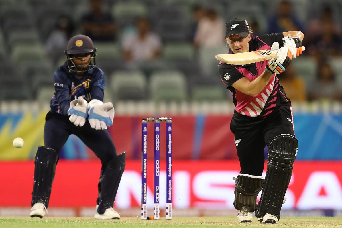 FILE PHOTO: Sophie Devine of New Zealand bats during the ICC Women’s T20 Cricket World Cup against Sri Lanka in 2020. 