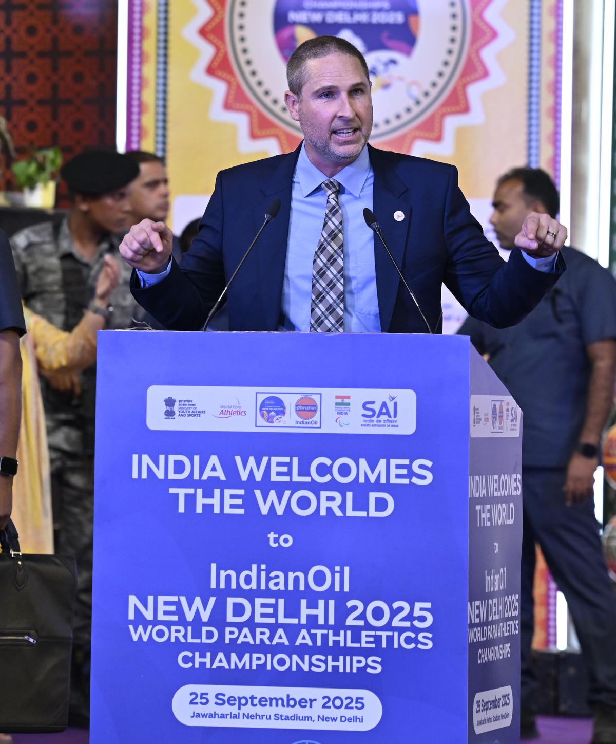 Head of World Para Athletics Paul Fitzgerald speaks during the opening ceremony of World Para Athletics Championships 2025.
