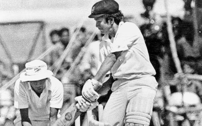 Sachin Tendulkar (Bombay) edges the ball into the gloves of Ehtesham Ali Khan (Hyderabad) off Venkatapathy Raju during a Charminar Challenge Ranji Trophy match at Hyderabad on February 4, 1989.