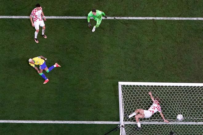 Neymar scores for Brazil against Croatia. 