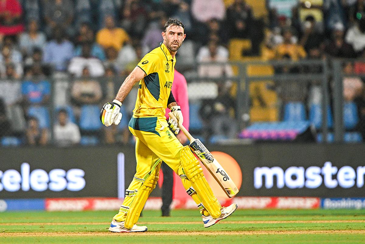 Australia’s Glen Maxwell during ICC Cricket World Cup 2023 Match 39 between Afghanistan and Australia at Wankhede Stadium in Mumbai. 