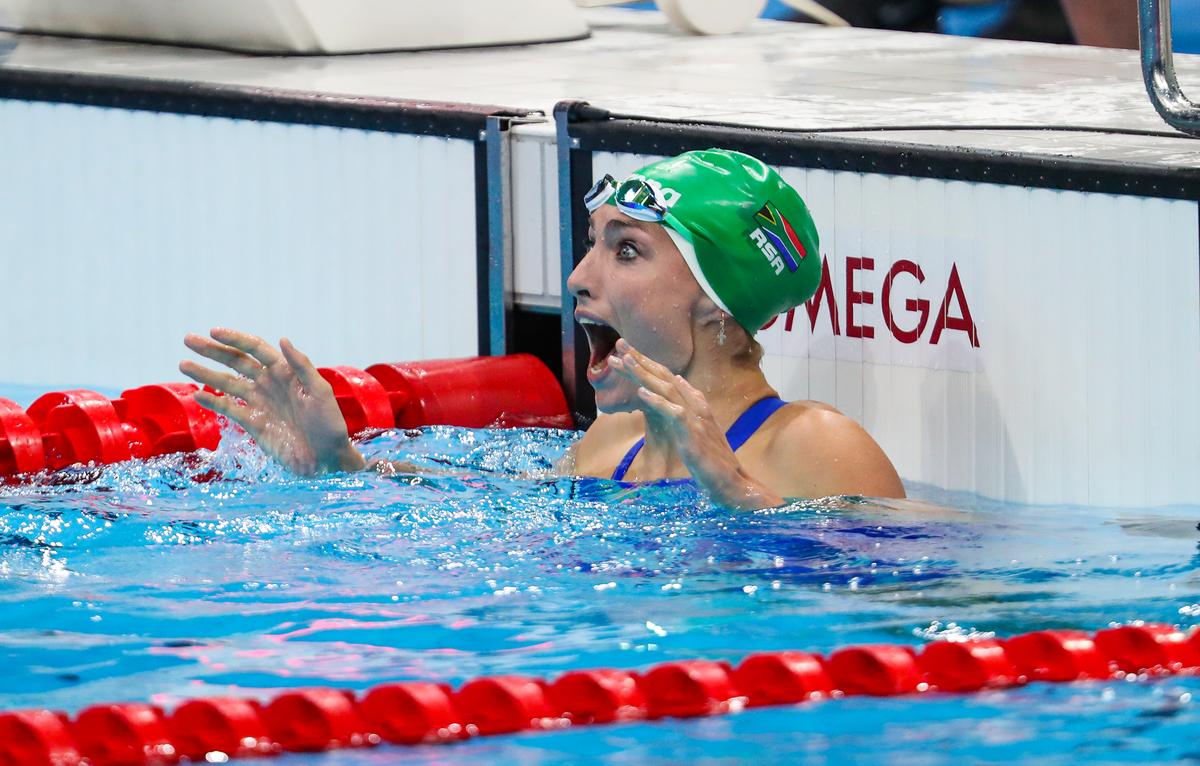 Tatjana Schoenmaker wins the women’s 200m breaststroke final in a new world record during the Swimming event on Day 7 of the Tokyo 2020 Olympic Games.