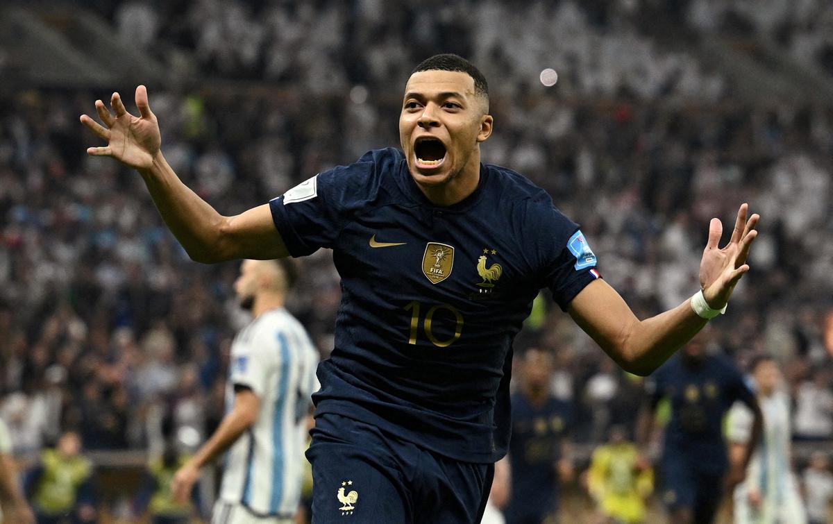 FILE PHOTO: France’s Kylian Mbappe celebrates scoring their third goal to complete his hat-trick during the 2022 FIFA World Cup.