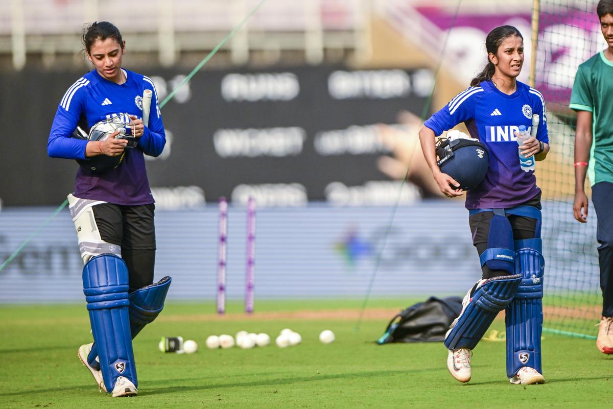 India’s Smriti Mandhana and Jemimah Rodrigues during an ICC Women’s ODI World Cup 2025 practice session.