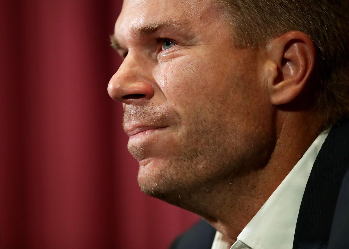 A remorseful David Warner breaks down during a press conference in Sydney after the ball-tampering incident in South Africa. Warner was banned from cricket for one year by Cricket Australia following the scandal that shook the cricketing world. (File Photo) 