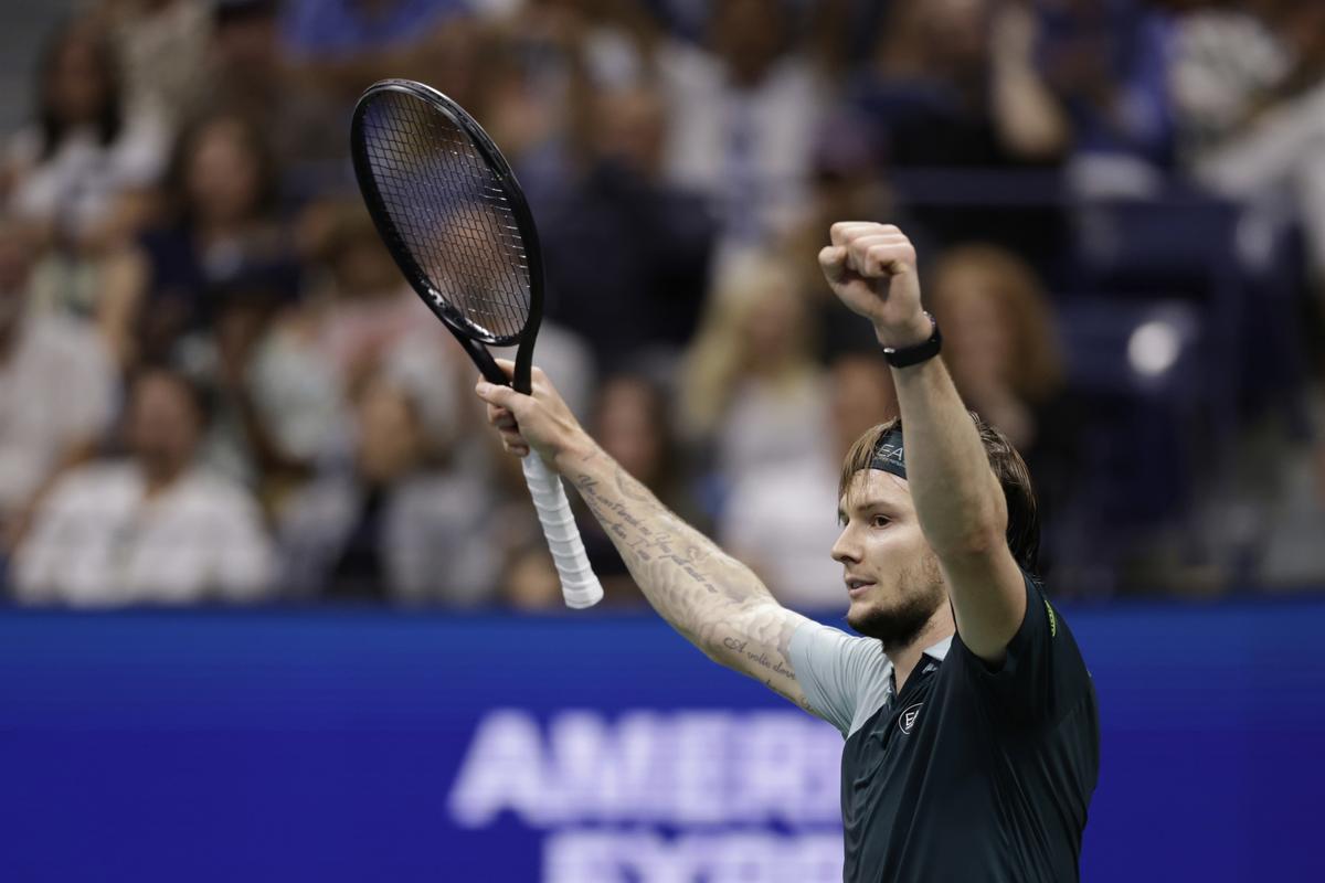 Alexander Bublik, of Kazakhstan, celebrates after winning the China Open, his fourth title of the year.