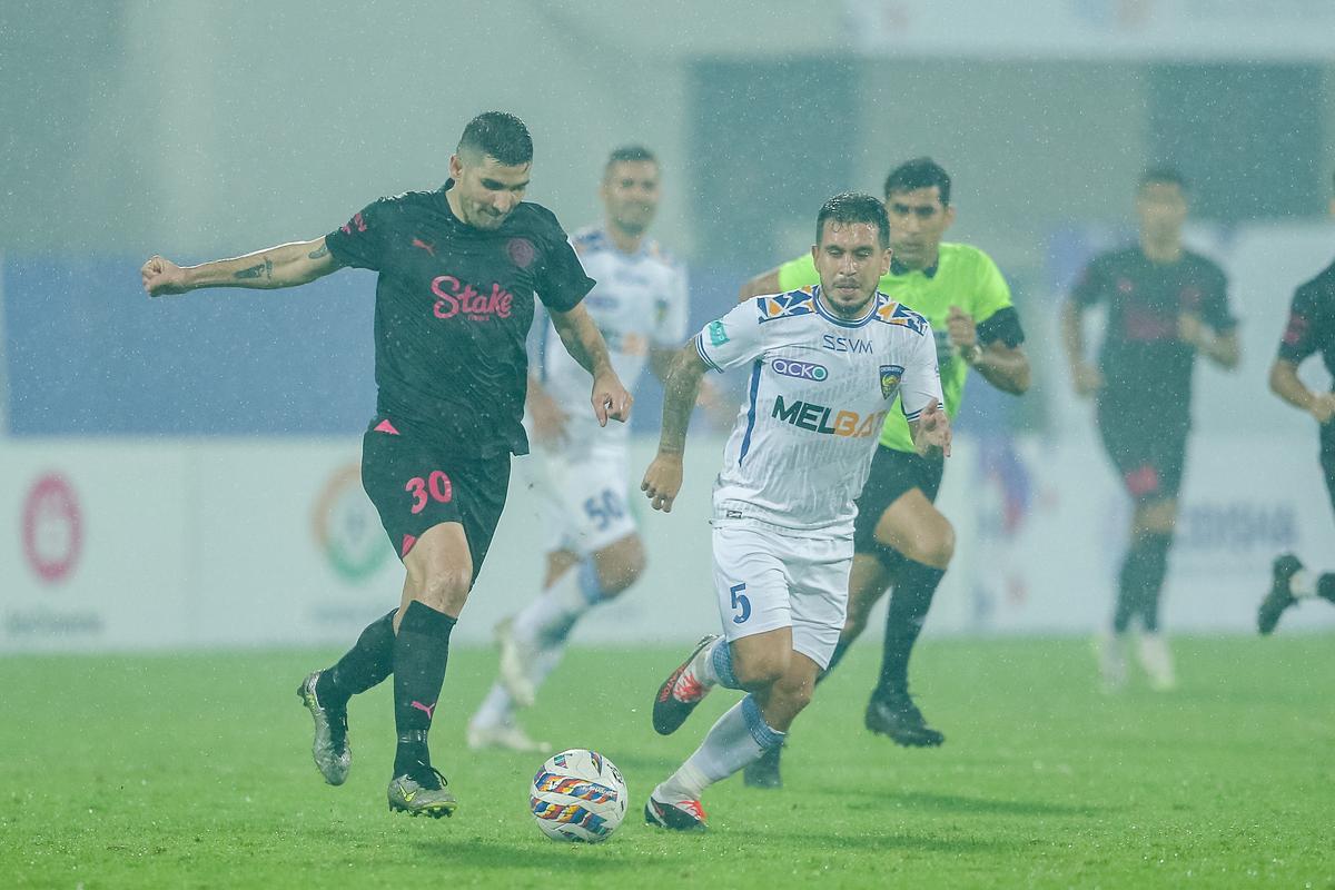 Jorge Pereyra Diaz in action during the Kalinga Super Cup 2024 match between Mumbai City FC and Chennaiyin FC held at Kalinga Stadium, Bhubaneswar.